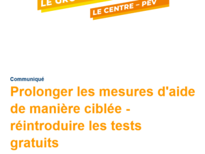 Communiqué : Groupe du Centre  – Prolonger les mesures d’aide | Doubler le milliard de cohésion ?